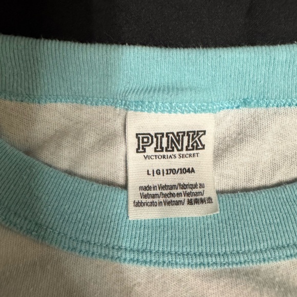 PINK Victoria's Secret Kids Tee with Blue and Yellow Stripes - Picture 3 of 4